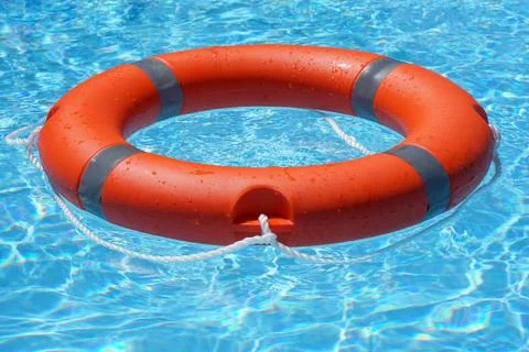 Red lifebuoy pool ring float Foto stock