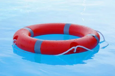 Red lifebuoy pool ring float Stock Photos
