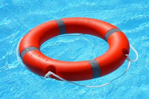 Red lifebuoy pool ring float Foto stock