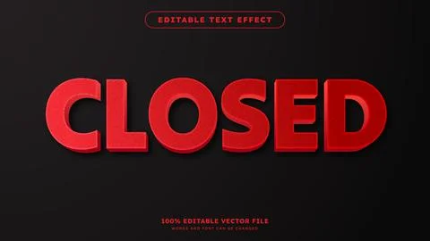 Red Light 3D Editable Text Effect Closed Mockup Stock Illustration