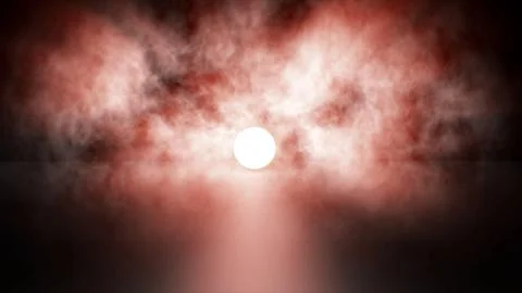Red light and gray dry ice smoke clouds fog background. Stock Illustration