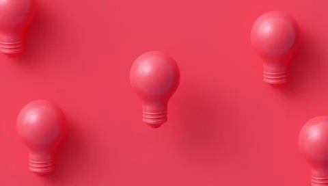 Red light bulb and red background 3D rendering Stock Illustration