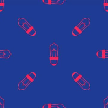 Red Light bulb with concept of idea icon isolated seamless pattern on blue ba Stock Illustration