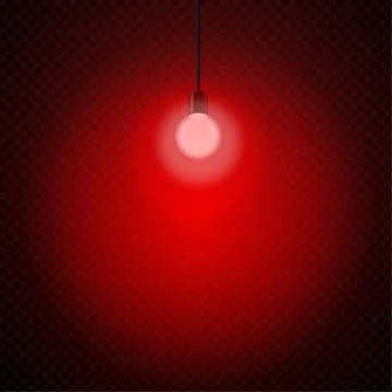 Red light bulb in dark transparent Stock Illustration