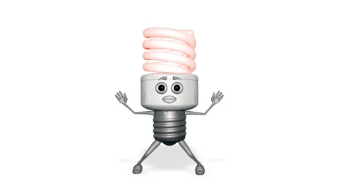 Red Light Bulb Jumping Looped White Background Видео 167456097