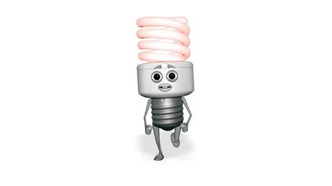 Red Light Bulb Runing Looped White Background Stock Footage 167456086