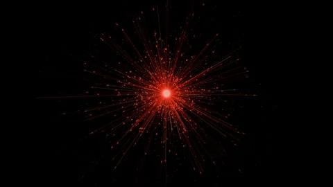 Red light bursts with radiating particles on a black background Stock Footage 345630771