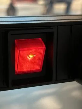 Red Light On Button Switch in Control Panel of Industrial Machine Stock Photos