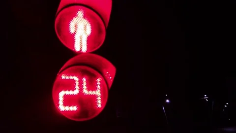 A red light came on at a pedestrian traffic light. No pedestrian traffic for 30  Stock Footage 140969250