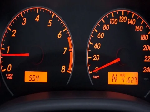 Red light car dashboard in the night Stock Footage 74513533