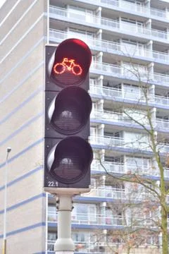 Red light for cyclists, stop, stop, danger. Foto stock