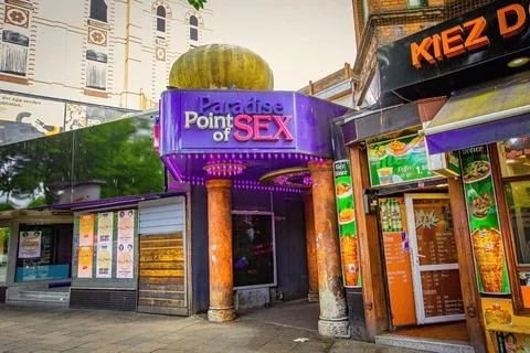 Red light district in the center of Hamburg with sex shops and bars Gemany Stock Photos