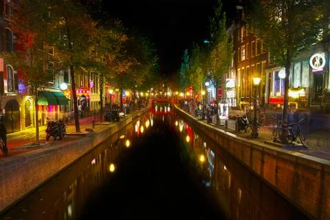 Red light district at night Stock Photos