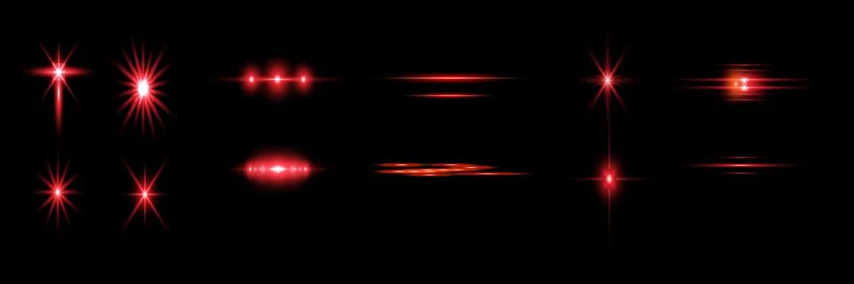 Red light effect reflections, neon illumination in red colors. Bright light lens 스톡 일러스트