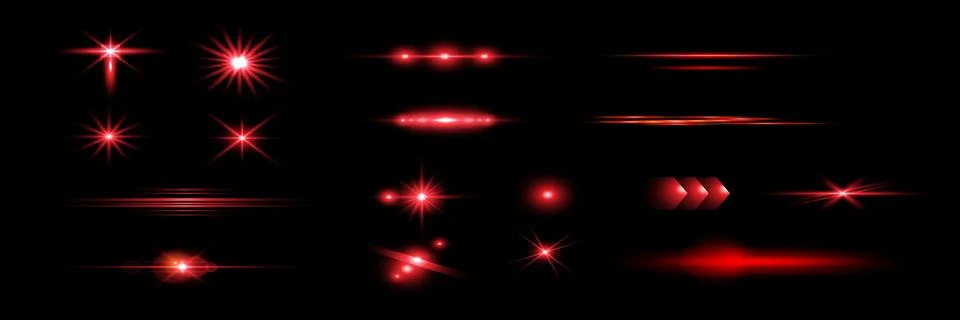 Red light effect reflections, neon illumination in red colors. Bright light lens Stock Illustration