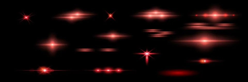 Red light effect reflections, neon illumination in red colors. Bright light lens 스톡 일러스트
