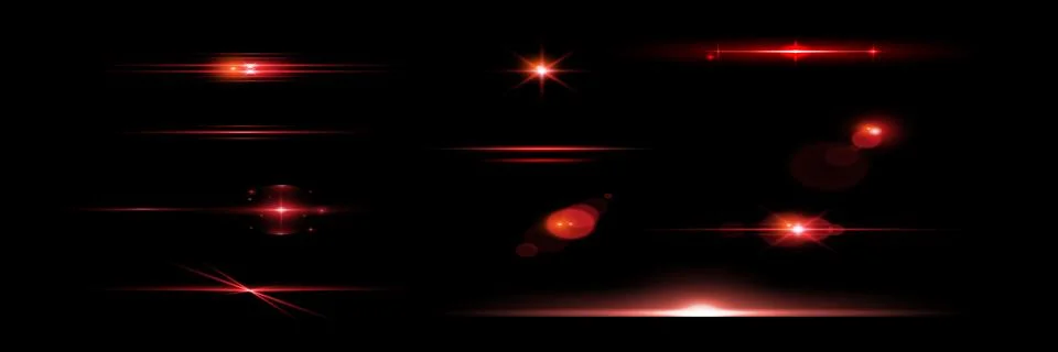 Red light effect reflections, neon illumination in red colors. Bright light lens 스톡 일러스트
