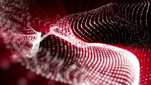 Red light emitting particles slowly moving against a black background. abstract  Stock Footage 98709528