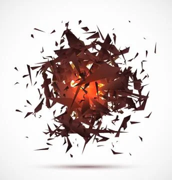 Red light explosion of black particles on white background Stock Illustration