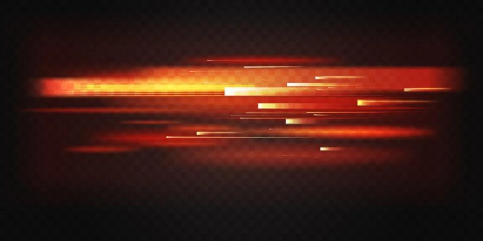 Red light fast motion, speed lines movement abstract effect, horizontal blur Stock Illustration