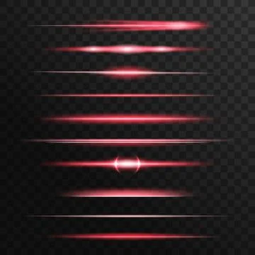 Red light flashes, glow vector lines, glowing rays Stock Illustration