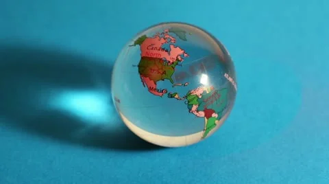 Red light flashes on transparent sphere with world map on it Stock Footage 10852580