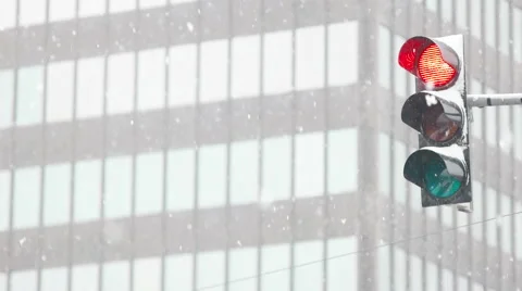 Red Light in Front of Office Building Stock Footage 60626611