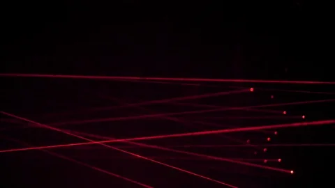 Red light Laser Security System in the total dark black room Vidéo 97812144