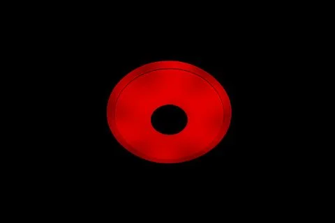 Red light LED ceiling light with built-in wireless speakers over black back.. Stock Photos