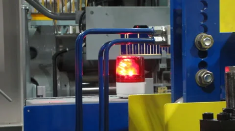 Red light on machine in factory Stock Footage 50731074