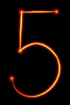 Red light painted number five Stock Photos