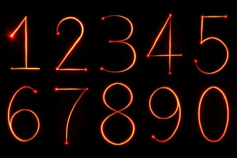 Red light painting numbers from zero to nine Stock Illustration