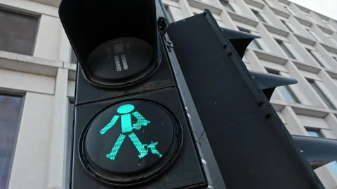 Red Light Of Pedestrian Traffic Light Changing On A Green Light Stock Footage 273494148