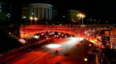 Red light projector during Euro maidan Memory days in Kiev, Ukraine. Stock Footage 47171059
