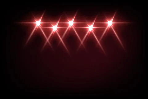 Red light from projectors on black background. Spotlight with beams effect on Stock Illustration
