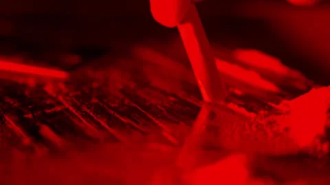 Red Light Scene With Powder And Tube - Symbol Of Human System Error And Control Stock Footage 318947924