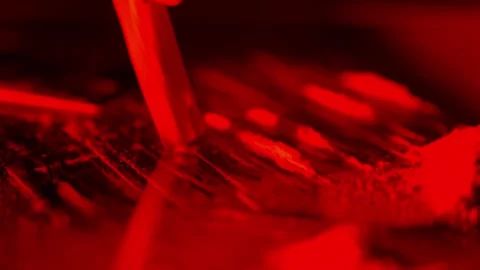 Red Light Slow Motion Close Up of Cocaine Snorting Symbolizing Lust- Addiction 動画素材 319059402