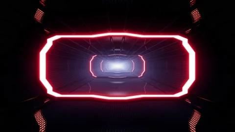 Red Light Space Tunnel Corridor VJ Loop Stock Footage 201201564