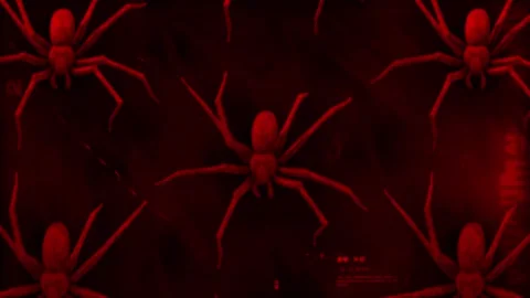 Red Light Spiders Crawling Down Background Video stock 264281960