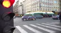 Red light for street traffic, pedestrians crossing road, active city life 4k or 4k+ Resolution