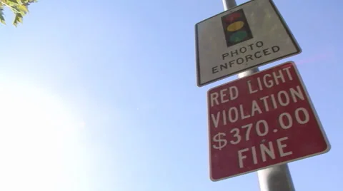 Red light traffic camera enforced sign violation fine hd Stock Footage