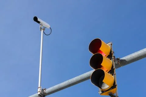 Red Light With Traffic Camera Stock Photos