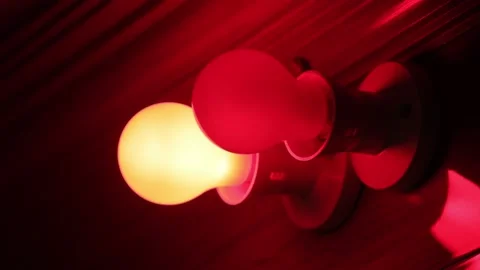 Red light Turn on and turn off outside recording studio Stock Footage 146719767