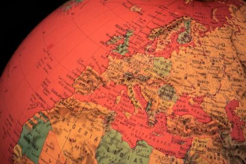 Red light world globe with black background Stock Photos