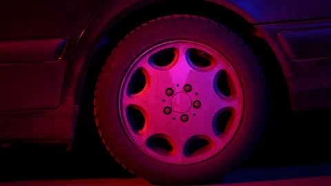 Red lighted car wheel  1 Stock Footage 327867467