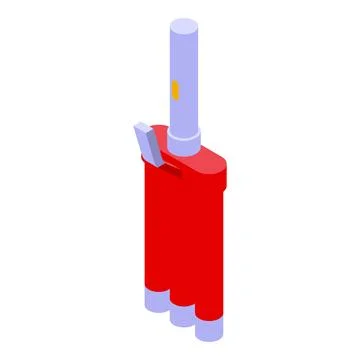 Red lighter sparking a flame for lighting cigarette or candle Stock Illustration