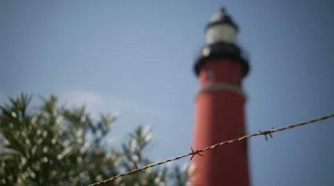 Red Lighthouse Barbed Wire Video stock 653362