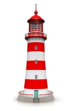Red lighthouse isolated on white background Stock Illustration