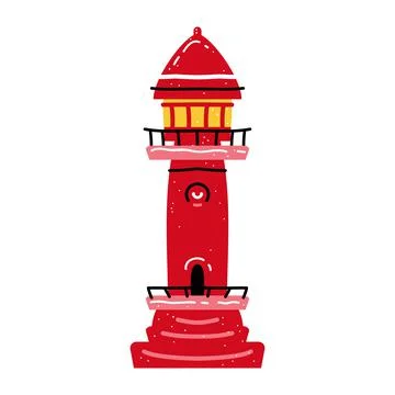 Red lighthouse isolated on white background - Jeju Island beacon South Korea Stock Illustration