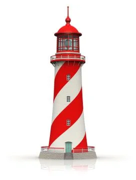 Red lighthouse isolated on white Stock-Illustration